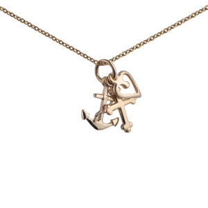 9ct Gold 10x8mm Faith, Hope and Charity Pendants with a 1.1mm wide cable Chain