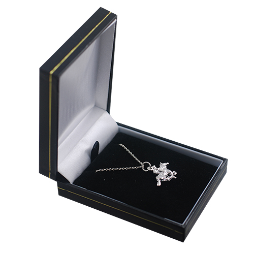 Silver 17x21mm galloping Horse and Jockey Pendant with a 1mm wide rolo Chain 16 inches Only Suitable for Children - Image 2