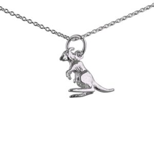 Silver 13x14mm Kangaroo Pendant with a rolo Chain with a 1mm wide rolo Chain
