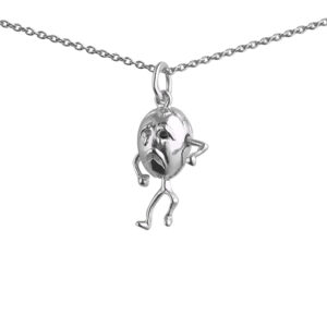 Silver 17x13mm Humpty Dumpty Pendant with a 1mm wide rolo Chain 24 inches