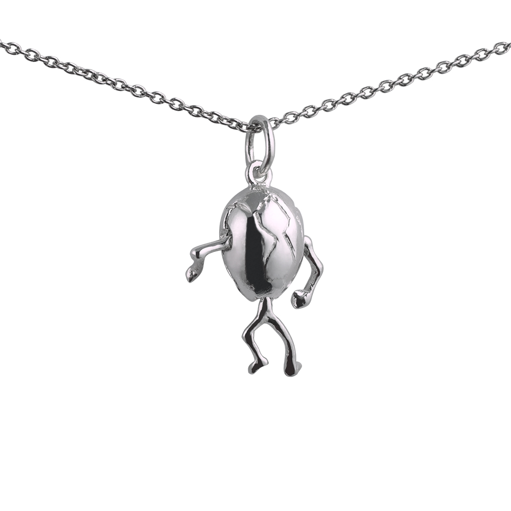 Silver 17x13mm Humpty Dumpty Pendant with a 1mm wide rolo Chain 16 inches Only Suitable for Children - Image 2