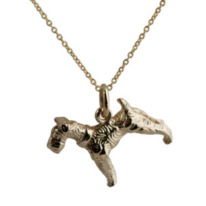 9ct Gold 19x22mm Airedale Terrier Pendant with a 1.1mm wide cable Chain
