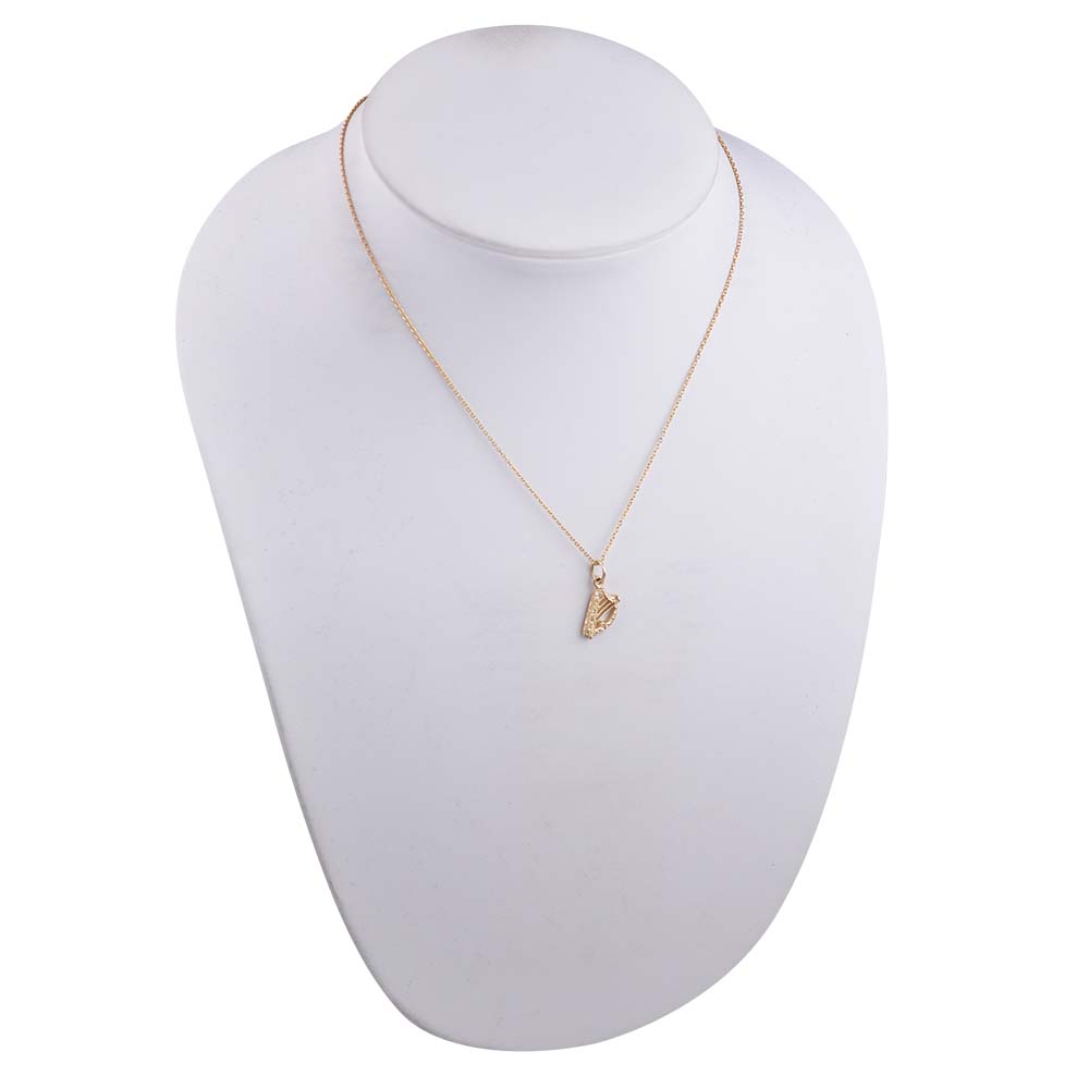 9ct Gold 13x8mm Harp Pendant with a 1.1mm wide cable Chain 16 inches Only Suitable for Children - Image 2