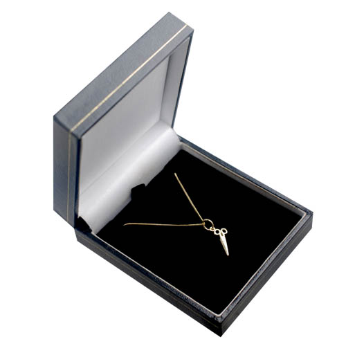 9ct Gold 15x6mm seamstress's Scissors Pendant with a 0.6mm wide curb Chain 16 inches Only Suitable for Children - Image 3