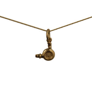 9ct Gold 10x10mm Hairdressers Hair Dryer Pendant with a 0.6mm wide curb Chain