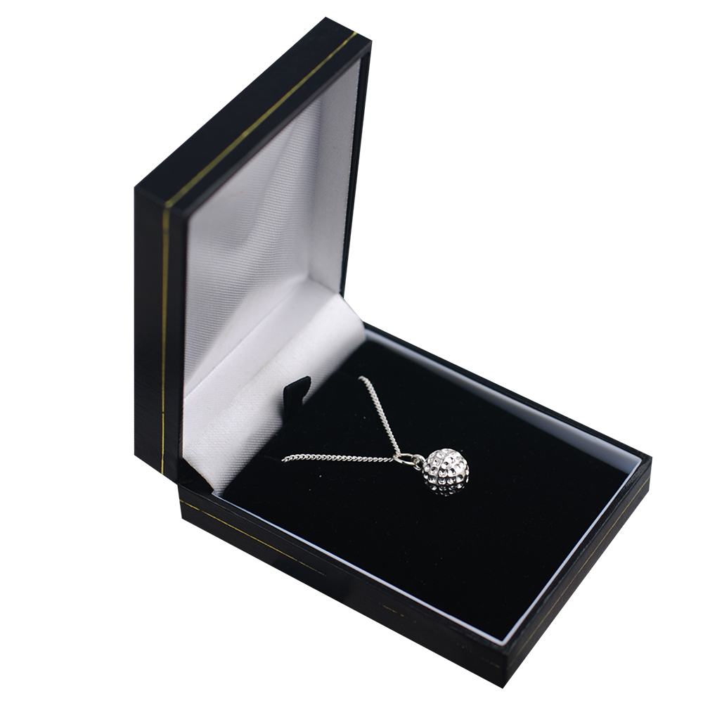 Silver 9mm solid Golf Ball Pendant with a 1.3mm wide curb Chain 24 inches - Image 2