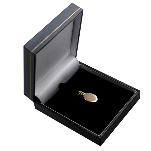 9ct Gold 16x11mm plain oval Disc Pendant - Image 2