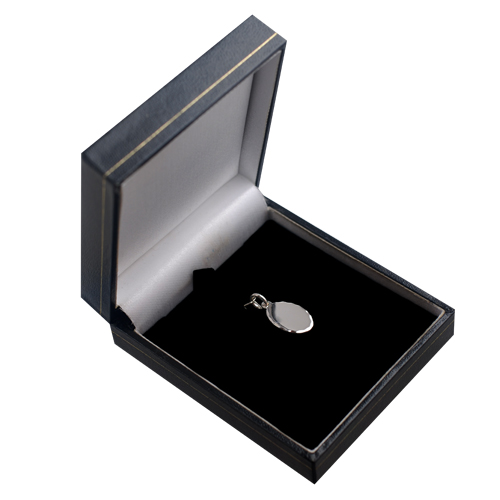 Silver 16x11mm oval diamond cut edge Disc Pendant - Image 2