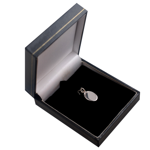 Silver 16x11mm oval diamond cut edge Disc Pendant - Image 3