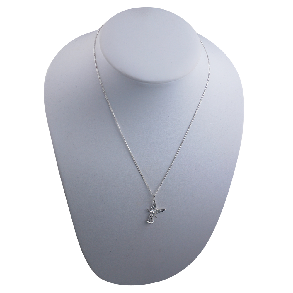 Silver 25x18mm welcoming Guardian Angel Pendant with a 1.3mm wide curb Chain 18 inches - Image 5