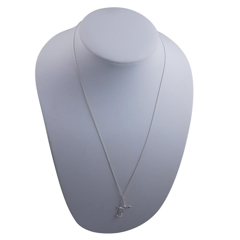 Silver 25x18mm welcoming Guardian Angel Pendant with a 1.3mm wide curb Chain 22 inches - Image 5