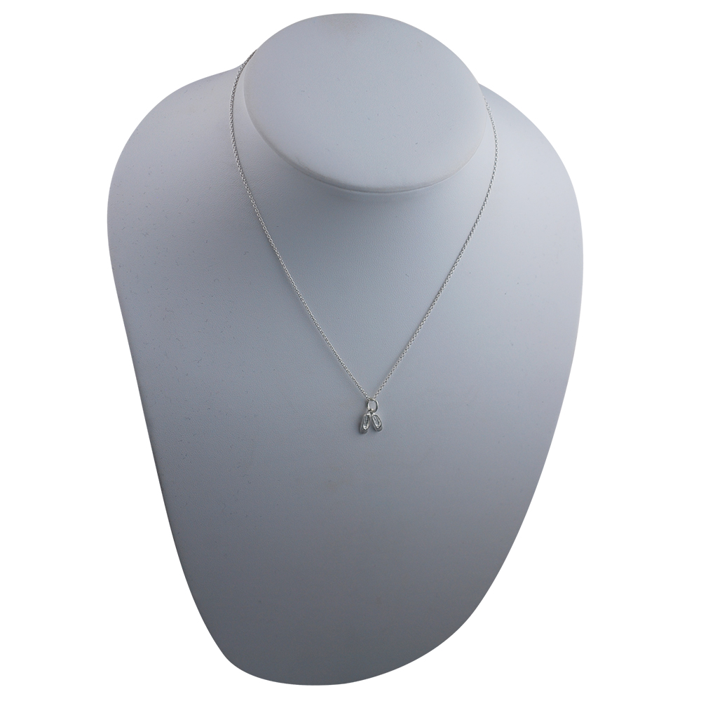 Silver 10x10mm Ballet Slippers Pendant with a 1mm wide rolo Chain 16 inches Only Suitable for Children - Image 5