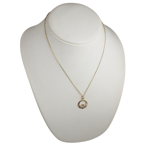 9ct Gold 20mm Claddagh Pendant with a 1.4mm wide belcher Chain - Image 4