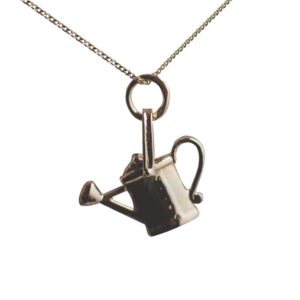 9ct Gold 16x17mm Watering Can Pendant with a 0.6mm wide curb Chain