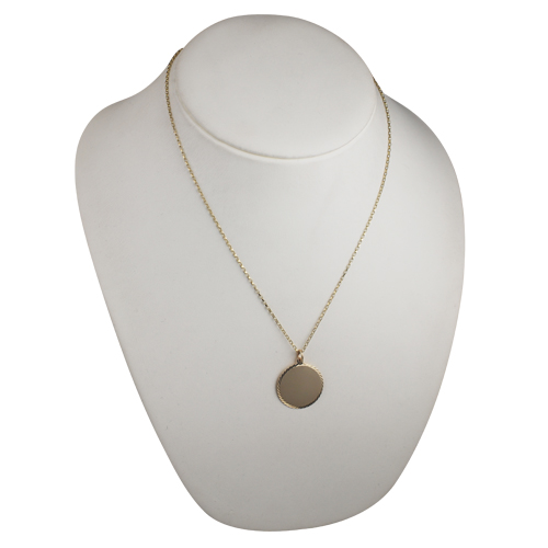 9ct Gold 26mm diamond cut edge round Disc Pendant with a 1.4mm wide belcher Chain - Image 4