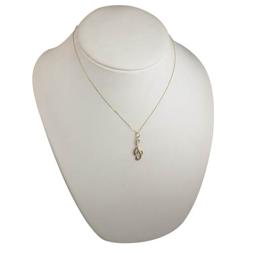 9ct Gold 27x12mm wire G Clef Pendant with a 0.6mm wide curb Chain 18 inches - Image 4