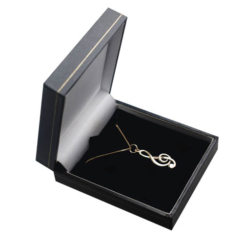 9ct Gold 27x12mm wire G Clef Pendant with a 0.6mm wide curb Chain 18 inches - Image 2