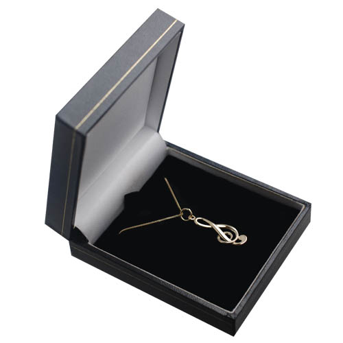 9ct Gold 27x12mm wire G Clef Pendant with a 0.6mm wide curb Chain 18 inches - Image 3