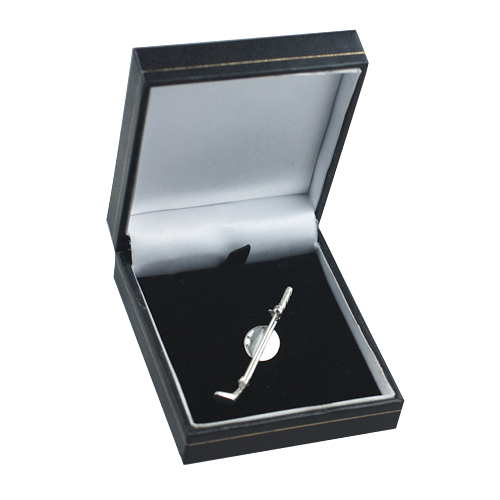 Silver 58x12mm Golf club with a plain Disc Pendant Brooch - Image 3