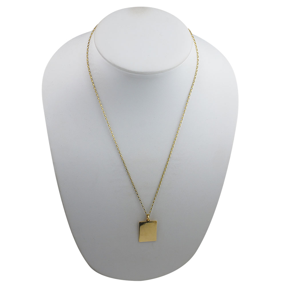 9ct Gold 25x18mm plain rectangular Disc Pendant with a 1.4mm wide belcher Chain 20 inches - Image 5