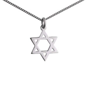 Silver 17x17mm plain Star of David Pendant with a 1.3mm wide curb Chain