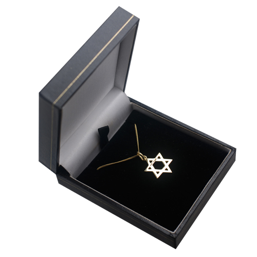18ct Gold 18mm plain Star of David Pendant with a 1mm wide curb Chain 16 inches Only Suitable for Children - Image 3