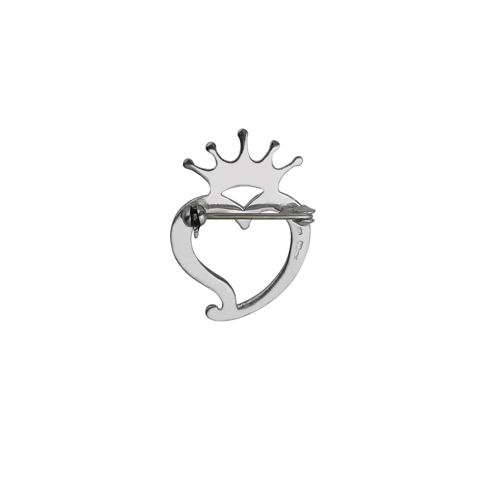 Silver 24x32mm Luckenbooth Heart and Crown Brooch - Image 2