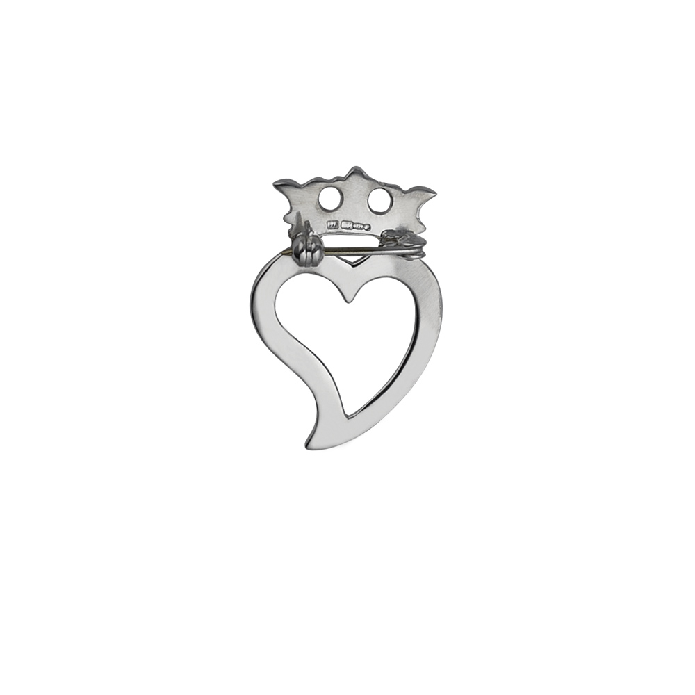 Silver 35x24mm Luckenbooth Heart and Crown Brooch - Image 2