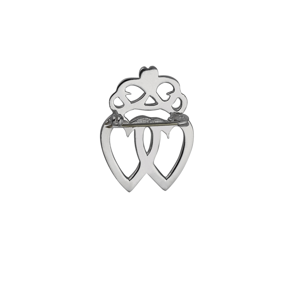 Silver 36x25mm Luckenbooth double Heart and Crown Brooch - Image 2