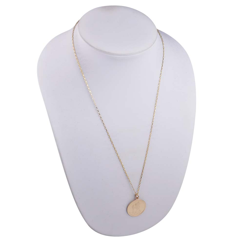 9ct Gold 25mm round St Christopher Pendant with a 1.4mm wide belcher Chain 22 inches - Image 3