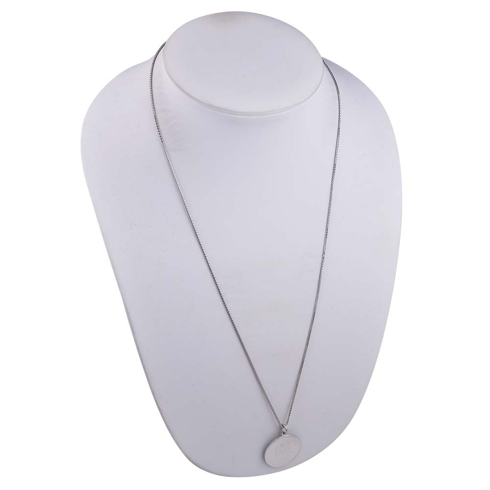 9ct White Gold 25mm round St Christopher Pendant with a 1.1mm wide spiga Chain 24 inches - Image 3