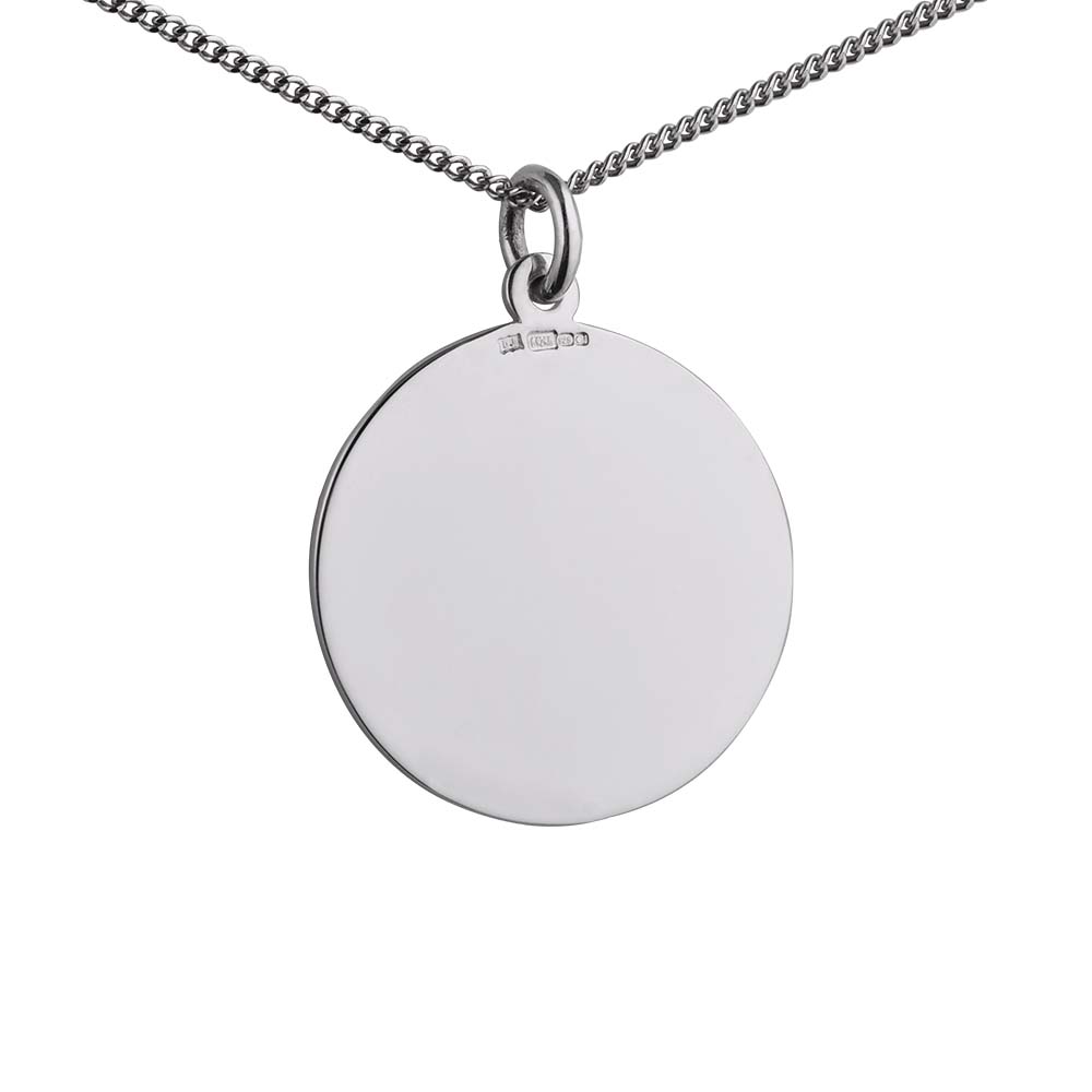 Silver 25mm round St Christopher Pendant with a 1.3mm wide curb Chain 24 inches - Image 2
