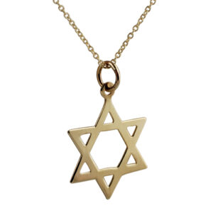 9ct Gold 21x17mm plain Star of David Pendant with a 1.1mm wide cable Chain