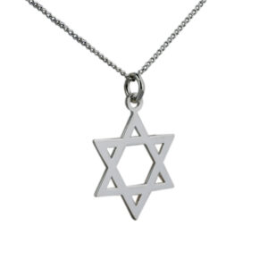 Silver 23x20mm plain Star of David Pendant with a 1.3mm wide curb Chain 22 inches