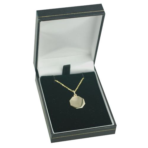 9ct Gold 15x15mm octagonal St Christopher Pendant with a 1.2mm wide cable Chain - Image 3