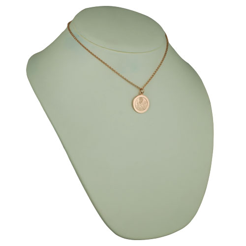 9ct Rose Gold 21mm round St Christopher Pendant with a 2.2mm wide belcher Chain 16 inches Only Suitable for Children - Image 4