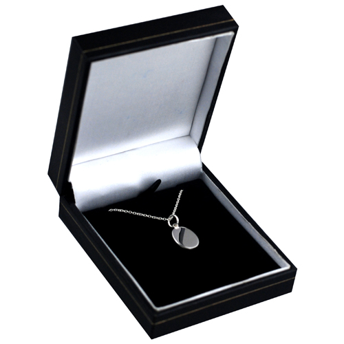 Silver 14x11mm oval Our Lady of Sorrows Pendant with a 1mm wide rolo Chain 16 inches Only Suitable for Children - Image 3