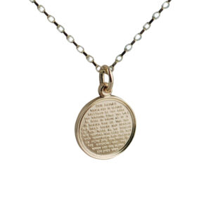 9ct Gold 16mm round The Lords Prayer Disc Pendant with a 1.4mm wide belcher Chain 24 inches