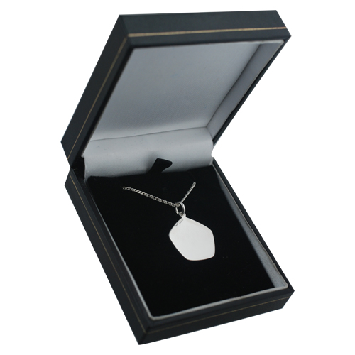 Silver 21mm five sided pentagon Capricorn Zodiac Pendant with a 1.3mm wide curb Chain 22 inches - Image 3