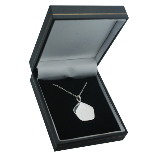 Silver 21mm five sided pentagon Taurus Zodiac Pendant with a 1.3mm wide curb Chain 24 inches - Image 3