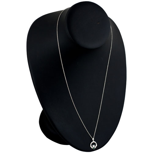 Silver 20x15mm diamond cut Claddagh set with Green Agate Pendant with a 1mm wide rolo Chain 22 inches - Image 4
