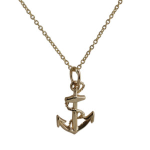 9ct Gold 17x13mm Anchor Pendant with a 1.1mm wide cable Chain