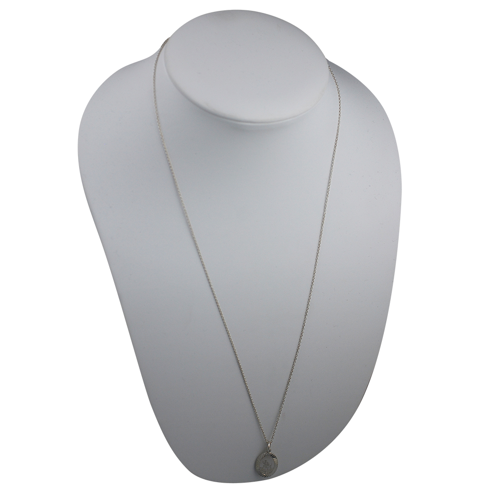Silver 19x9mm oval diamond cut edge St Christopher Pendant with a 1mm wide rolo Chain 24 inches - Image 4