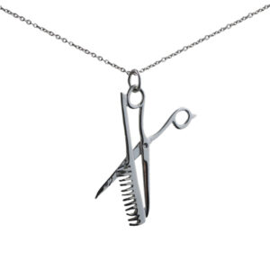Silver 35x20mm Scissors & Comb Pendant with a 1mm wide rolo Chain 24 inches