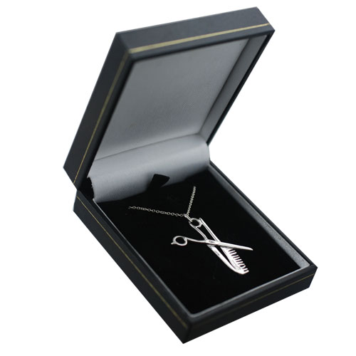 Silver 35x20mm Scissors & Comb Pendant with a 1mm wide rolo Chain 16 inches Only Suitable for Children - Image 3