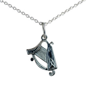 Silver 15x11mm Harp Pendant with a 1mm wide rolo Chain