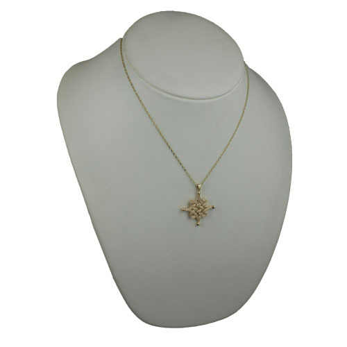 9ct Gold 32x32mm celtic Islamic design Pendant with a 1.4mm wide belcher Chain 18 inches - Image 4