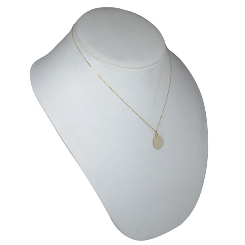 9ct Gold 17x14mm plain oval Disc Pendant with belcher Chain - Image 4