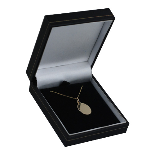 9ct Gold 17x14mm plain oval Disc Pendant with belcher Chain - Image 3