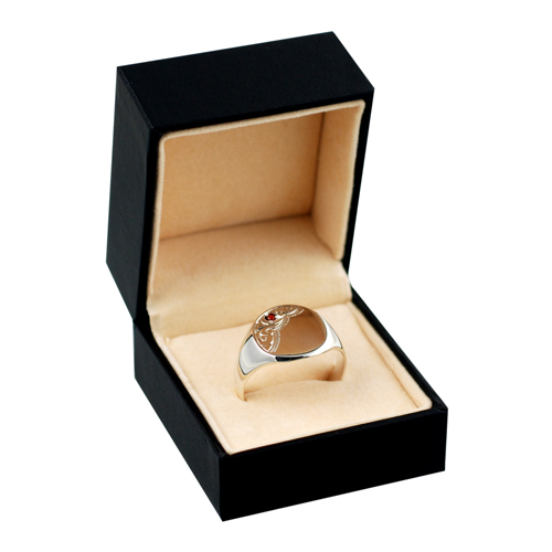 Silver 15x13mm solid hand engraved garnet set solid oval Signet Ring Sizes R-Z - Image 2